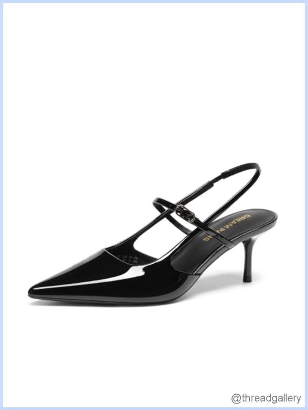 Women's Mary Jane Slingback Kitten Heels Pointed Toe Faux Leather Pump